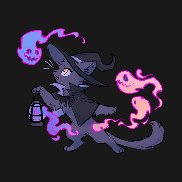 Witch Kitty Ghosts by Mamath