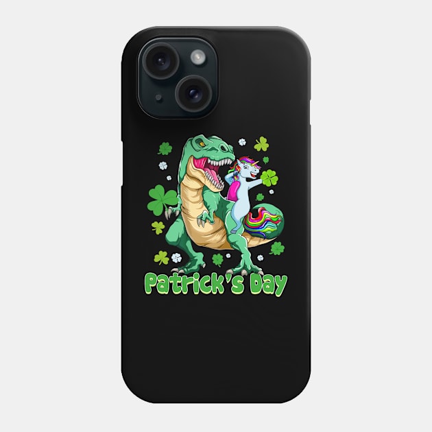 Unicorn Ridding Dinosaur Patrick's Day Phone Case by Hensen V parkes