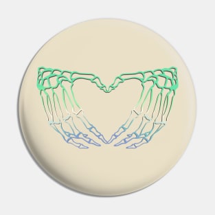 Gay Skeleton Heart Hands Pin