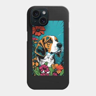 Beagle Dog Vibrant Tropical Flower Tall Retro Vintage Digital Pop Art Portrait 4 Phone Case