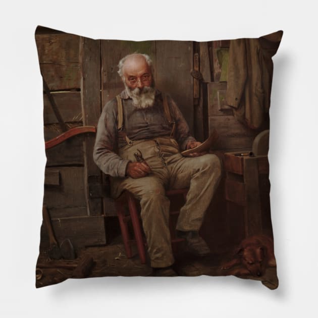 Boat Builder by John George Brown Pillow by Classic Art Stall