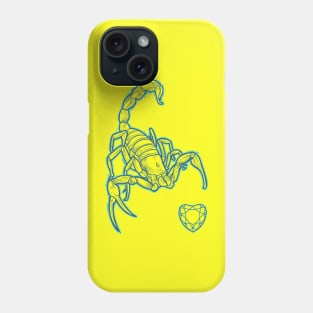 Blue scorpion with diamond heart Phone Case