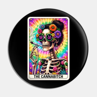 Cannabitch, Funny weed skeleton tarot card Pin