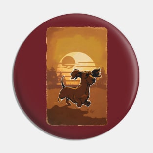 Dachshund Retro Vintage Sunset Pin