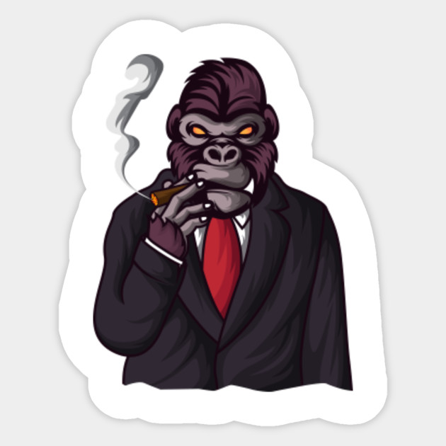 Gorilla Smoking A Cigar Cool Animal Lover Gorilla Autocollant Teepublic Fr Ew designs cool black and white gorilla monkey soldier cartoon vinyl decal bumper sticker (4 tall). gorilla smoking a cigar cool animal lover