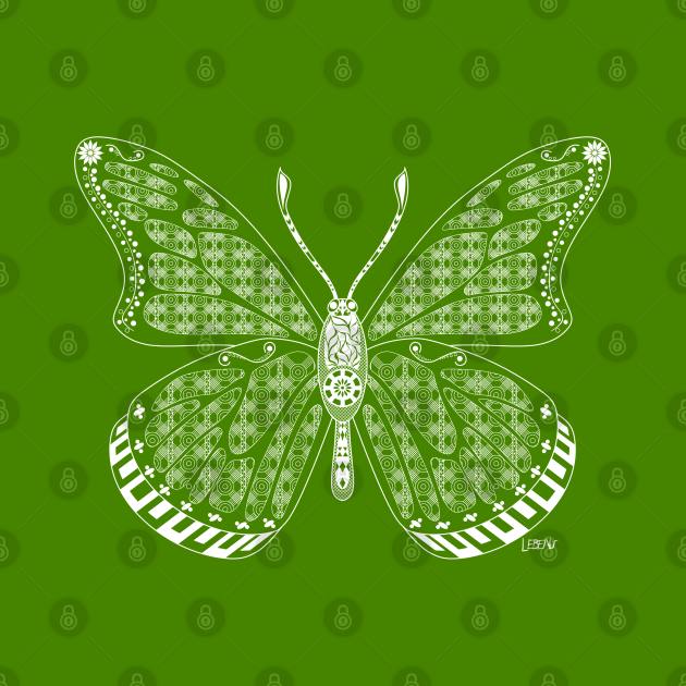 green butterfly ecopop art by jorge_lebeau