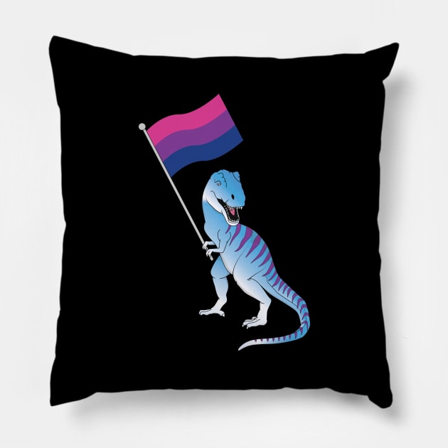 Bisexual Flag Dinosaur LGBTQIA Gay Lesbian Pride LGBT Nonbinary Decal Pillow by Shirtsurf