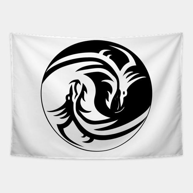 Dragon Yin and Yang Tapestry by The Lucid Frog