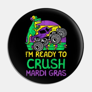 Kids Crush Mardi Gras Dino Monster Truck Pin