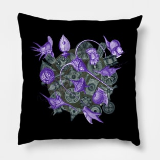 Ernst Haeckel Purple Peridinea on Cerulean  Diatoms Pillow