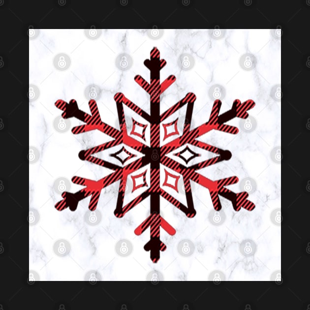 Wubtertune Snowflake Buffalo Red Checks on White Marble Look Graphic Design Christmas by tamdevo1