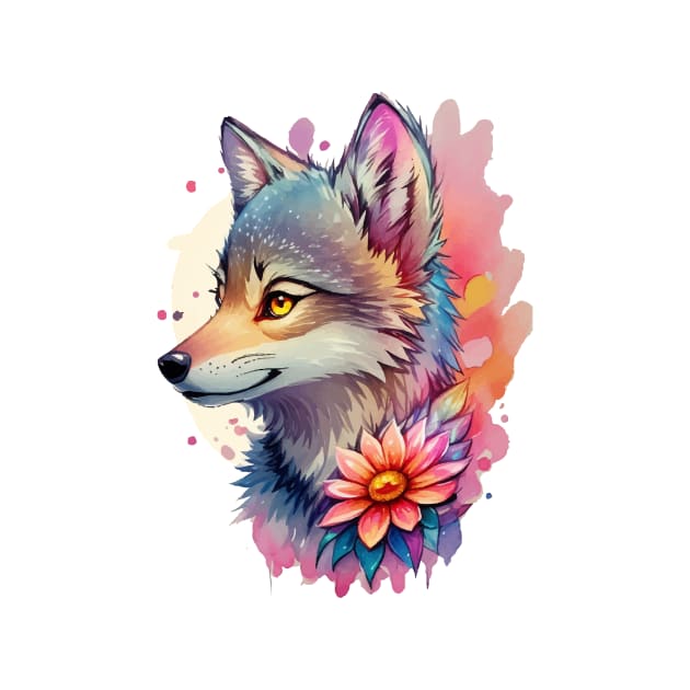 Beautiful Colorful Wolf by Imagination Gallery