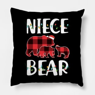 Niece Bear Red Plaid Christmas Pajama Matching Family Gift Pillow