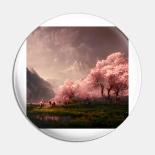 Japanese Sakura Cherry Blossom Trees Landscape #2 Pin