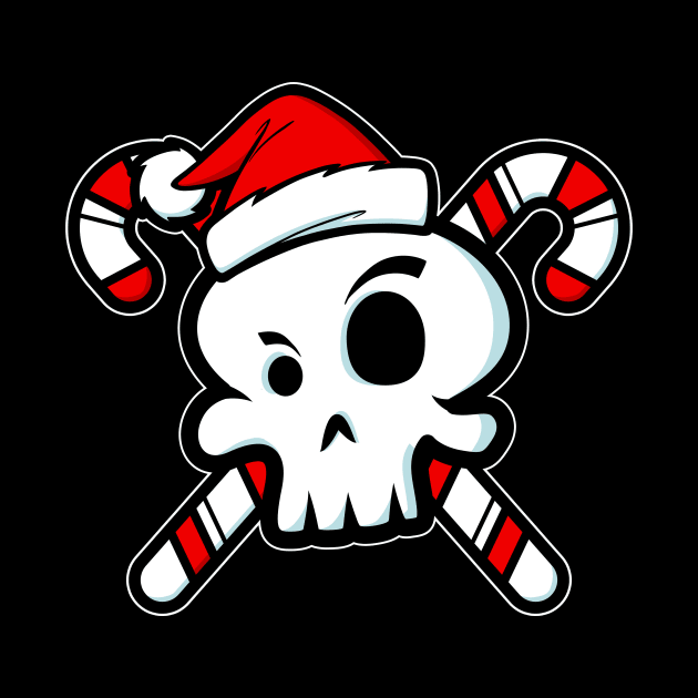 Cute Santa Skull and Cross Bone Candy Canes by wheedesign