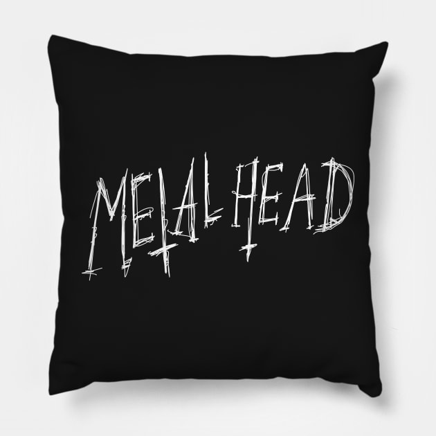 Dark and Gritty Metalhead sketch text Pillow by MacSquiddles