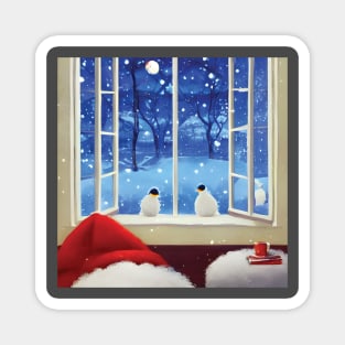 Christmas Penguins and Coffee Please Santa Is Coming Magnet