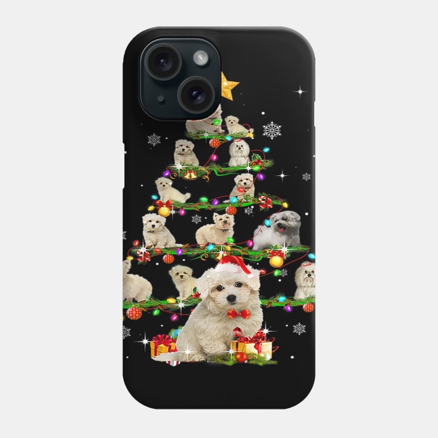 Maltese Tree Christmas Santa Hat Paw Up Star X Mas Phone Case by Barnard