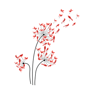 Red Cardinal Dandelion T-Shirt