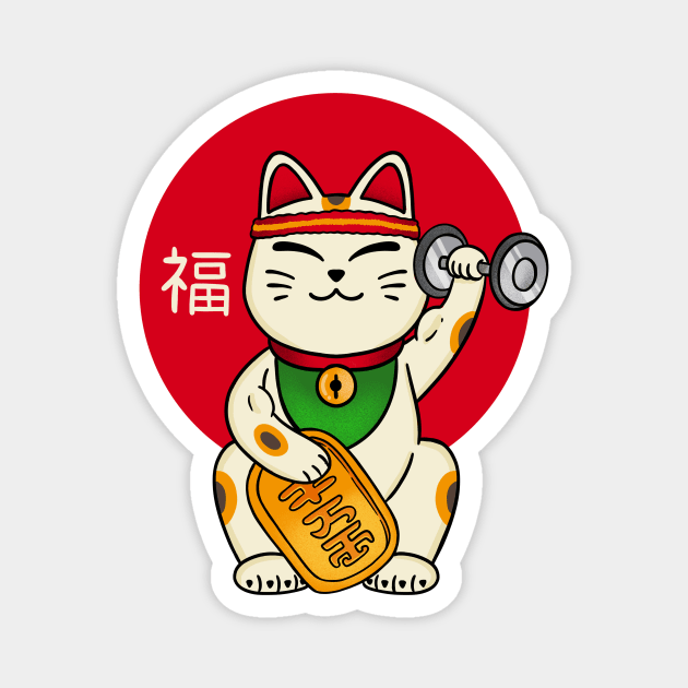 Cat lucky Gym Magnet by coffeeman