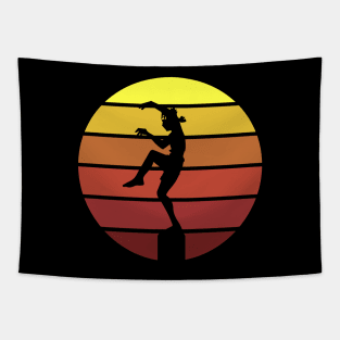 Vintage Crane Kick Karate Kid Silhoutte Tapestry