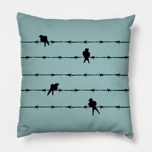 Black Birds on Wire Pillow