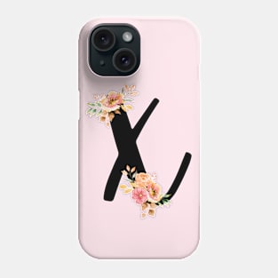 Letter X With Watercolor Floral Wreath Phone Case