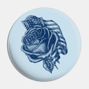 Rose Flower with the United States Flag - Blue Pin