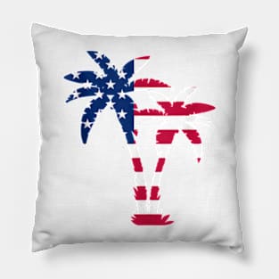 Fourth Of July Usa Patriotic American Flag On Palm Trees Tank Top Pillow