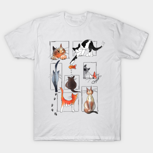 Cute Cat Themed Gift Cats And Fish For Men Women Cat T Shirt