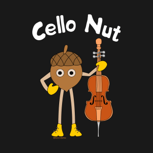 Cello Nut White Text T-Shirt