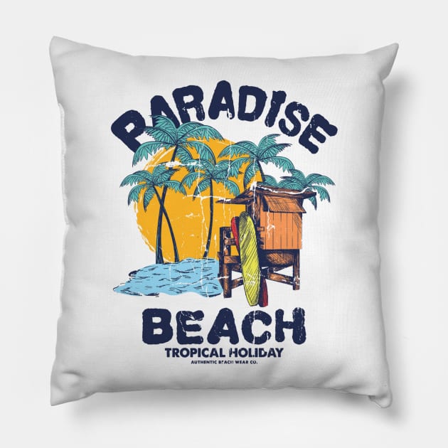 Paradise beach Pillow by FunnyHedgehog