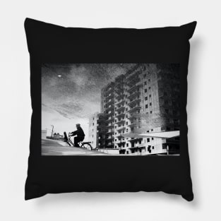 Lonely Ride through the Dark Night Pillow