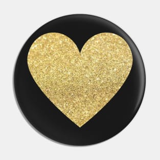 Gold Faux Glitter Heart Pin