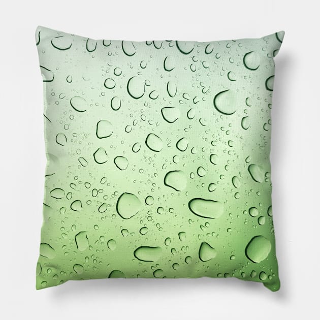 Green Rainbow Color Water Droplets Pattern Pillow by jodotodesign