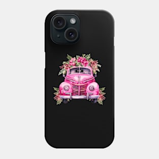 Floral Christmas Vintage Taxi Car Phone Case