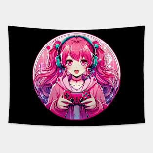 Gamer girl pinkish Tapestry