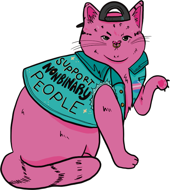 Support Nonbinary People - Cat Kids T-Shirt by Liberal Jane Illustration