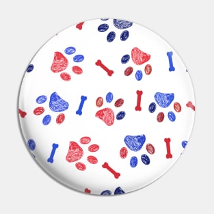 Blue and red doodle paw prints Pin