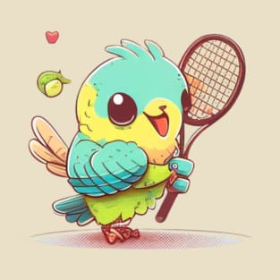 kawaiii cute parrot playing tennis T-Shirt