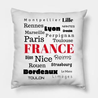 French Cities word cloud design Pillow