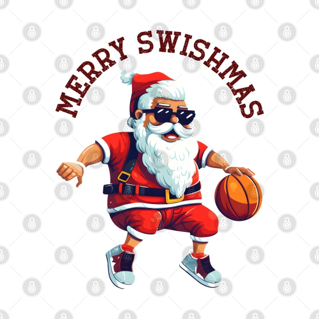 merry swishmas santa playing bascketball tshirt by Hobbybox