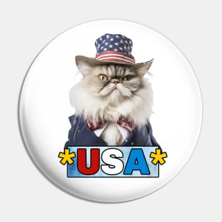 Patriotic Persian Cat Pin