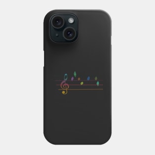 Colorful musical birds on power line Phone Case