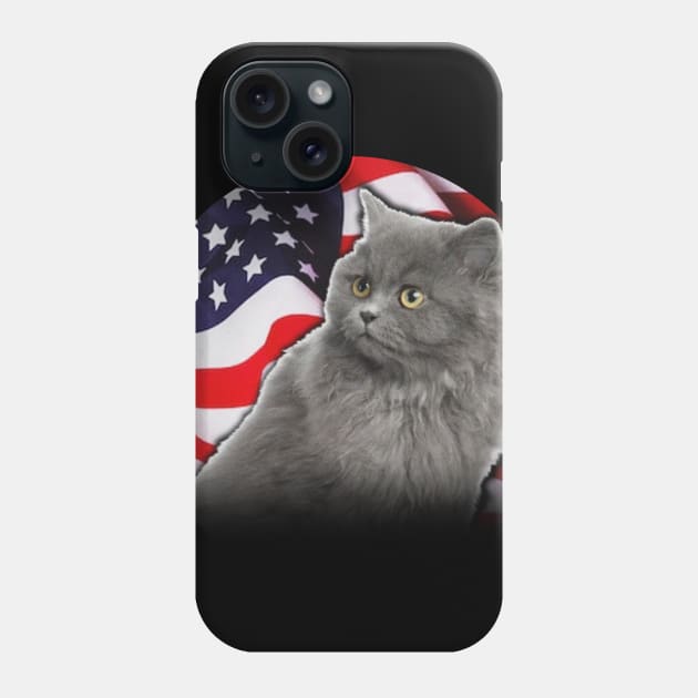 American Birman Cat USA Flag Funny Gift Shirt 4th of July Phone Case by Kaileymahoney