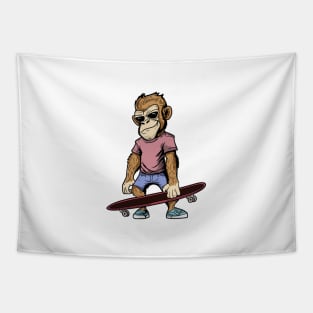 Handsome Cute Ape Monkey Chimp With Skateboard Tapestry