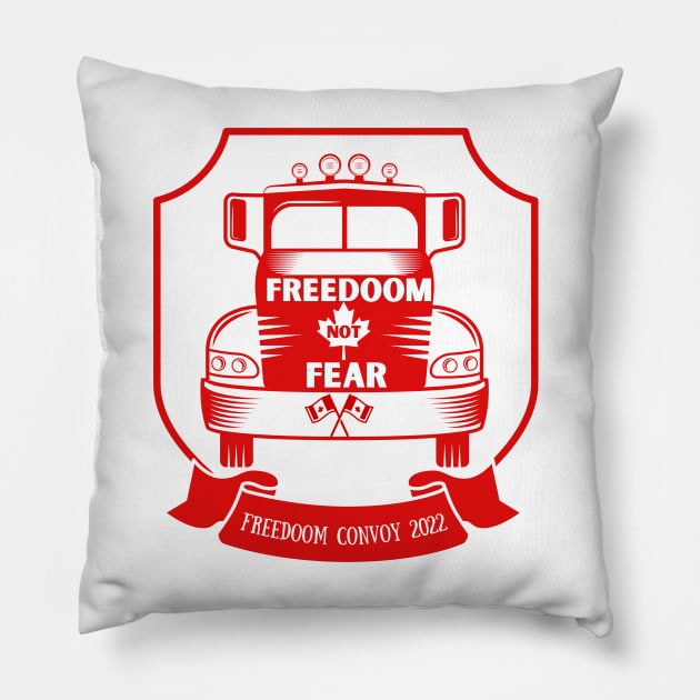 Freedom Convoy 2022 || Freedom Not Fear Pillow by JessyCuba