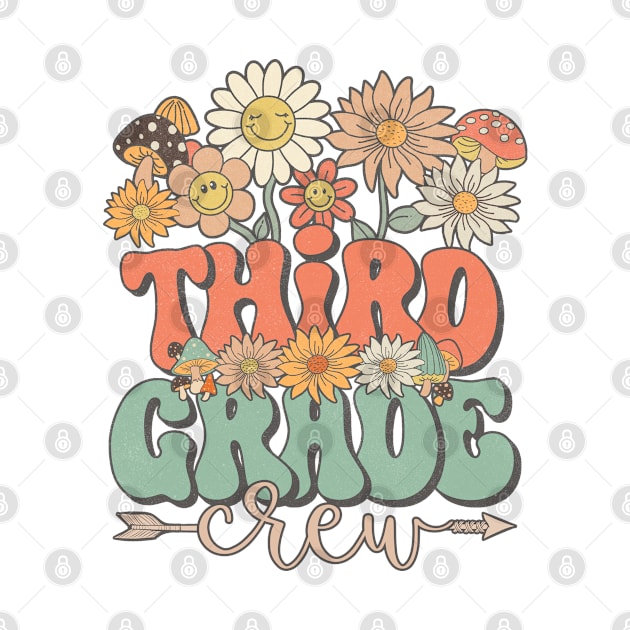 Back To School Retro Groovy Wildflower Third Grade Crew Funny Teacher Girls by Tilida2012