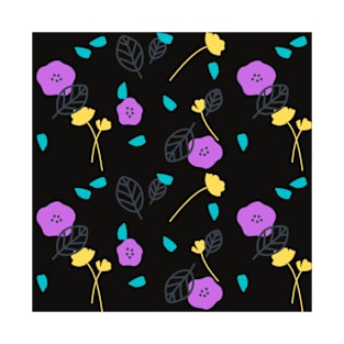 Floral yellow and violet pattern T-Shirt