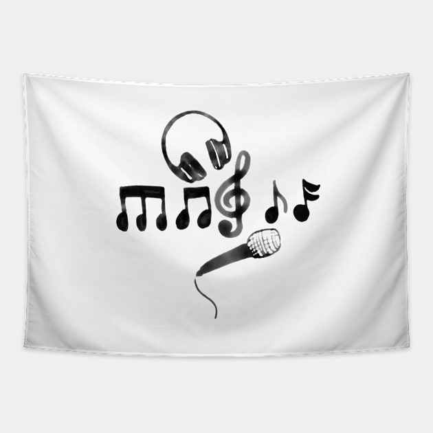 Music in watercolor Tapestry by Harpleydesign